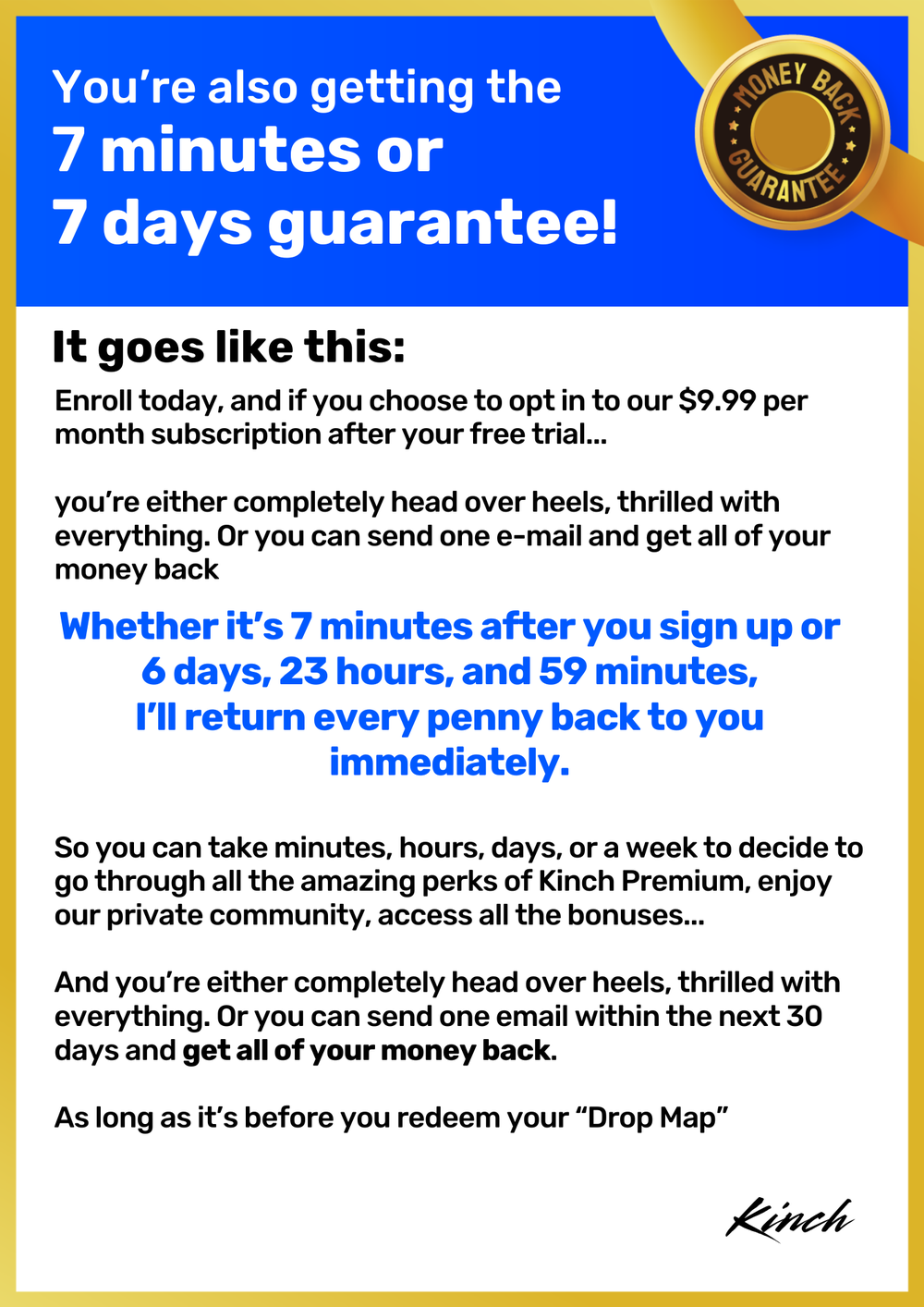 7 minutes or 7 days money back guarantee